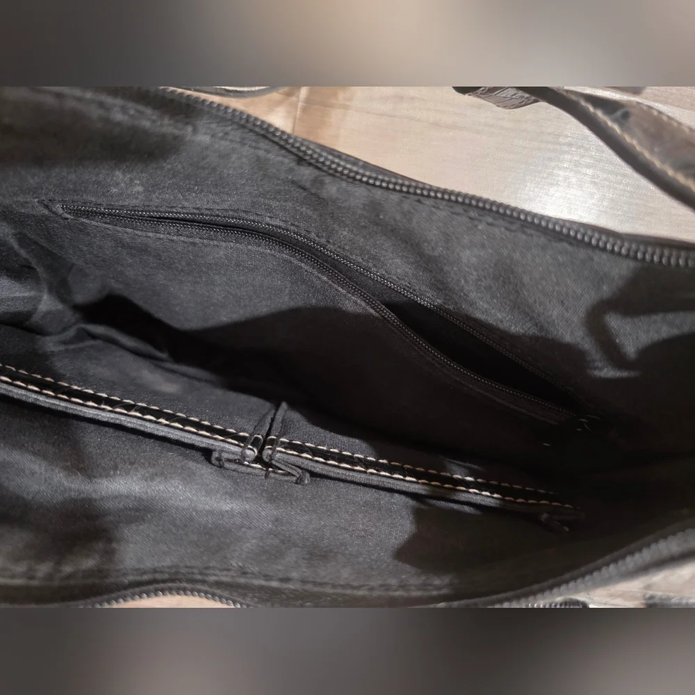 ROSETTI Y2K CROC EMBOSSED BLACK LUNE CROISSANT BAG Shoulder Preppy 2000s Shiny
